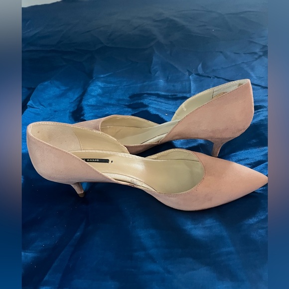 Zara Basic Baby Pink Round Heel Pointed Toe Slingback Women's Shoes Size 37 - Picture 5 of 11
